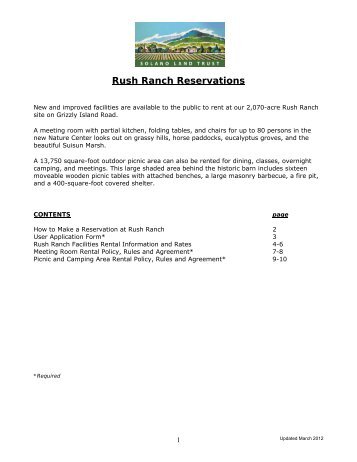 Rush Ranch Reservations - Solano Land Trust