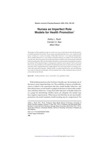 Nurses as Imperfect Role Models for Health Promotion1