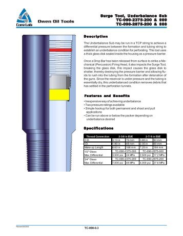 TC-090 Surge Tool, Underbalance Sub