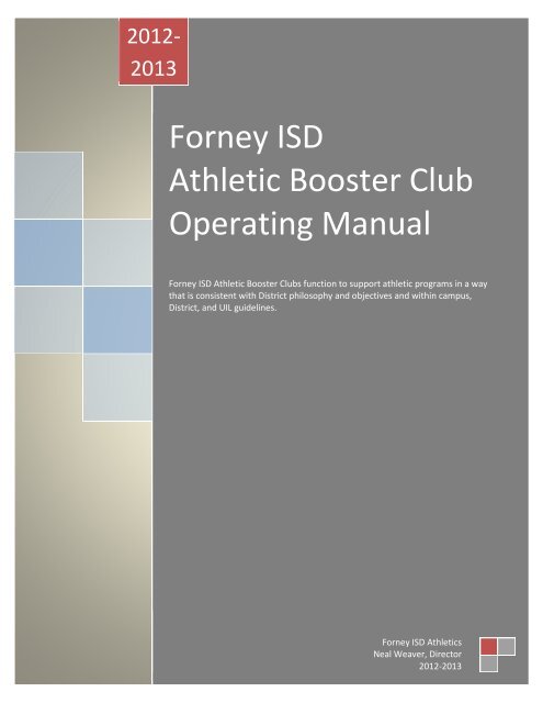 Forney ISD Athletic Booster Club Operating Manual