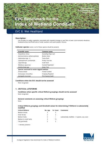 Index of Wetland Condition - Department of Sustainability and ...