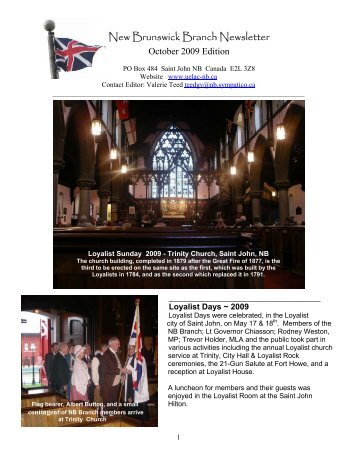 New Brunswick Branch Newsletter - United Empire Loyalist ...