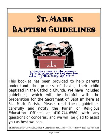 INFANT BAPTISM GUIDELINES - St. Mark Church