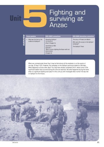 Unit 5 - Fighting and surviving at Anzac - Department of Veterans ...