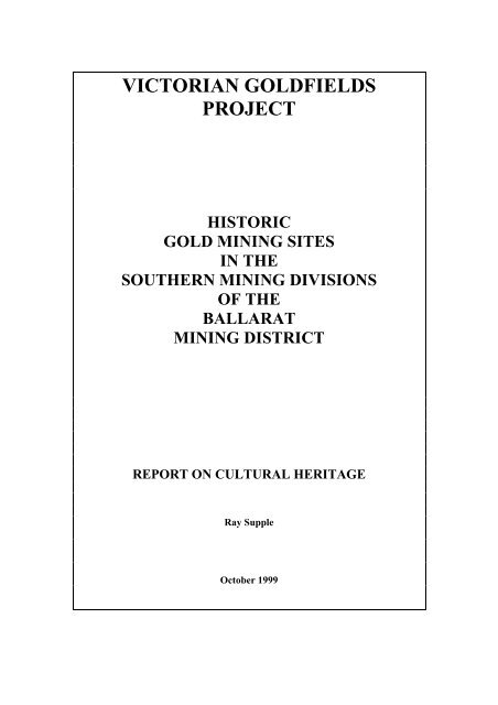 victorian goldfields - Department of Planning and Community ...