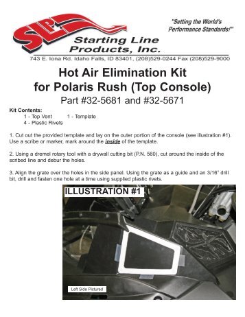 Hot Air Elimination Kit for Polaris Rush (Top Console) - Starting Line ...