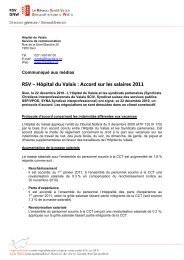 RSV – Hôpital du Valais : Accord sur les salaires 2011