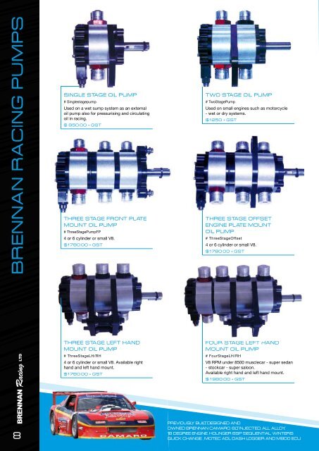 PRODUCT CATALOGUE - Brennan Racing