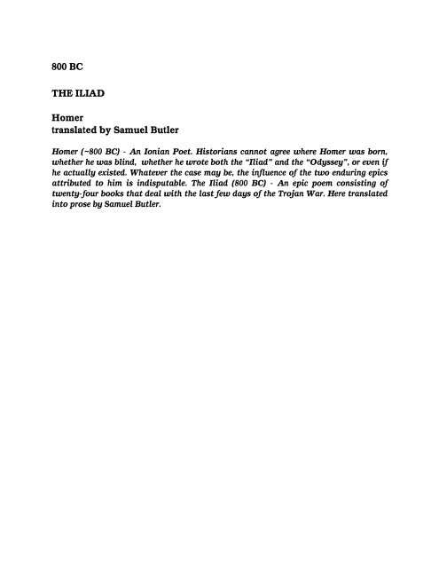800 The Iliad Homer Translated By Samuel Butler Pink Monkey 800 The Iliad Homer Translated By Samuel Butler Pink Monkey