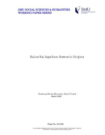 Kalos Kai Agathos: Homeric Origins
