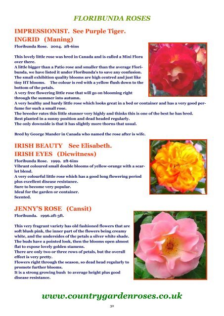ON LINE BROCHURE Floribunda Roses - Country Garden Roses