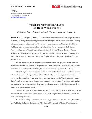 Wilsonart Flooring Introduces Red-Hued Wood Designs