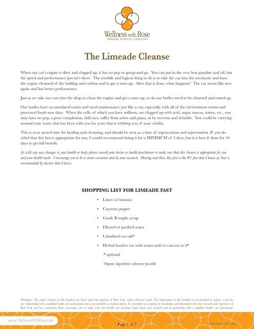 The Limeade Cleanse - Wellness With Rose