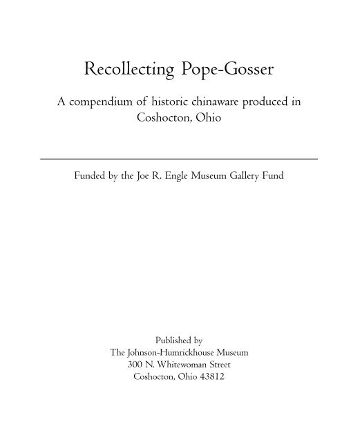 Complete Booklet pope Gosser - Johnson-Humrickhouse Museum