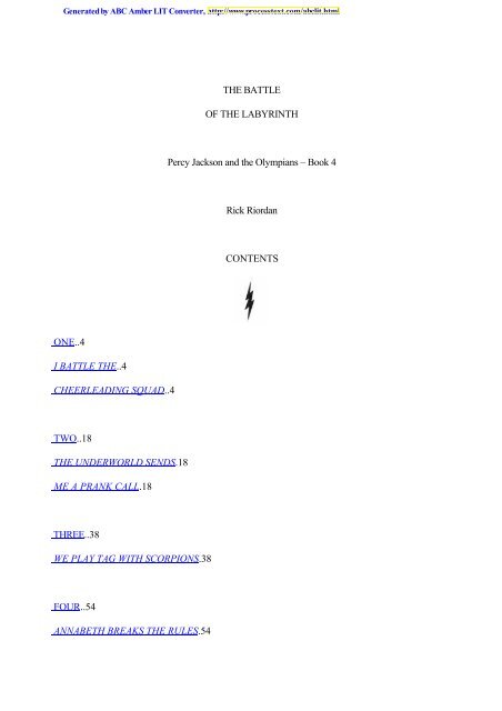 THE BATTLE OF THE LABYRINTH Percy Jackson ... - No one's invited.