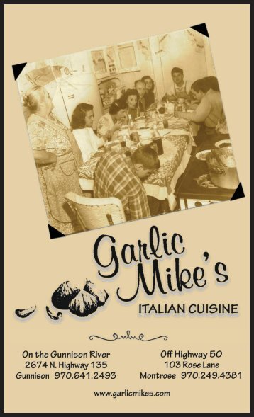 Download Menu in PDF - Garlic Mike's
