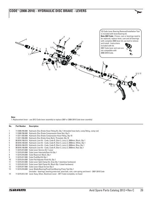 Avid - Spare Parts Catalog - 2012 (17.36 MB) - Sram