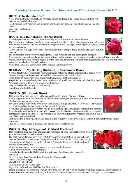 ON LINE BROCHURE Personalised - Country Garden Roses