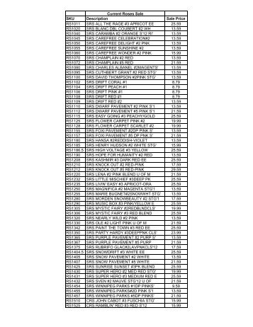 list of Roses on sale. - Gertens