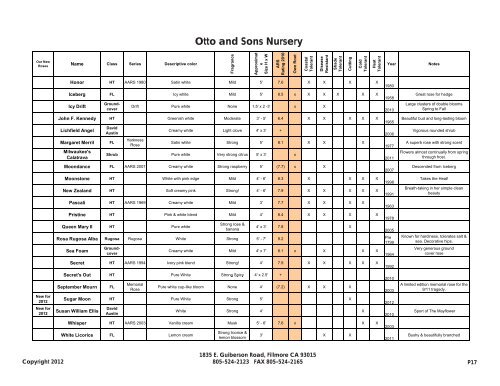 Rose Guide - Otto and Sons Nursery