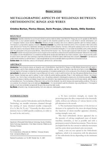 MEtallographic aspEcts of wEldings bEtwEEn orthodontic rings and ...