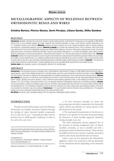 MEtallographic aspEcts of wEldings bEtwEEn orthodontic rings and ...
