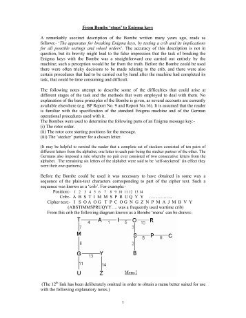 From Bombe 'stops' to Enigma keys A remarkably ... - Bletchley Park