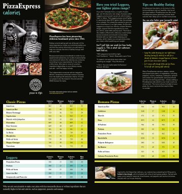 calories and nutrition - Pizza Express