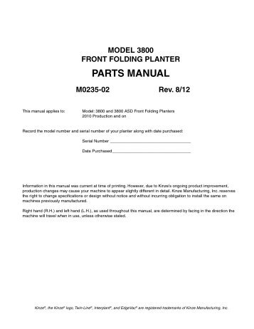 PARTS MANUAL - KINZE Manufacturing, Inc.