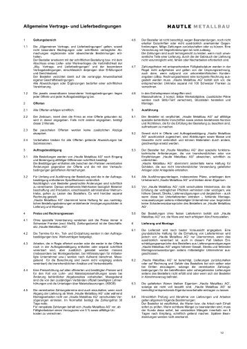 Allgemeine Vertrags- und Lieferbedingungen - Hautle Metallbau AG