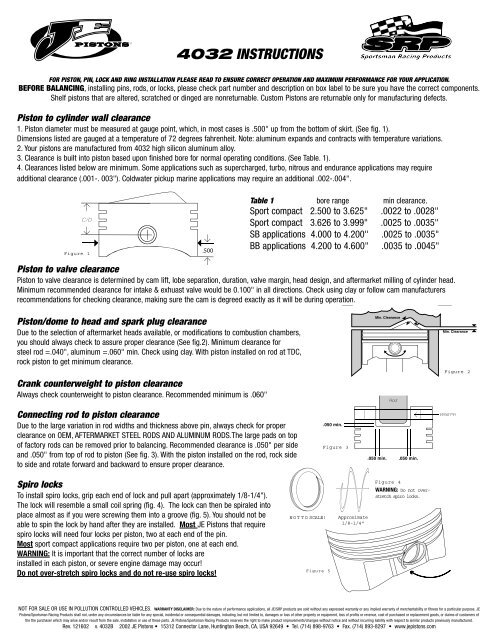 4032 INSTRUCTIONS - JE Pistons