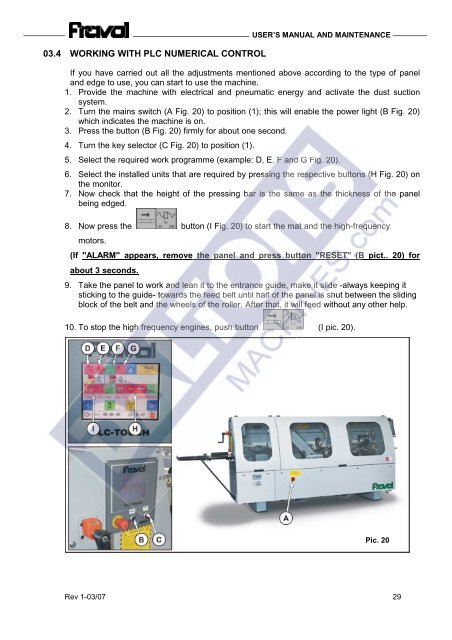 Fravol Smart Series Edgebander Manual & Parts List