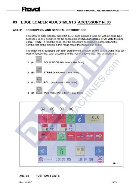 Fravol Smart Series Edgebander Manual & Parts List