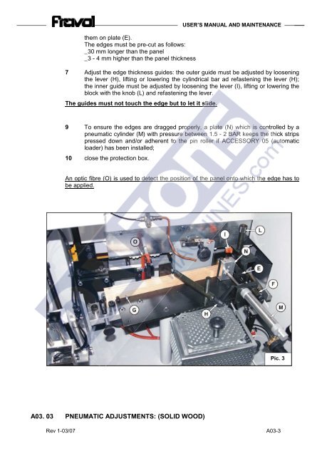 Fravol Smart Series Edgebander Manual & Parts List
