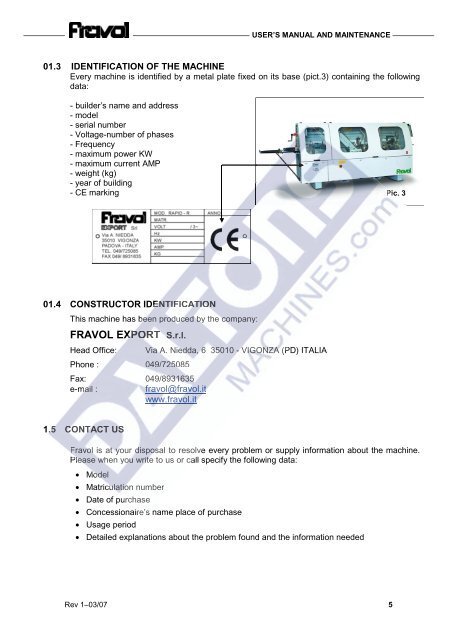 Fravol Smart Series Edgebander Manual & Parts List