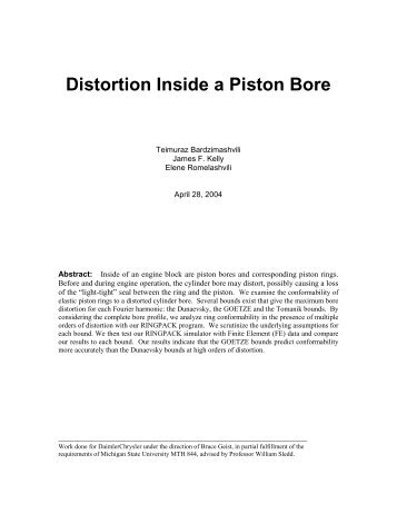 Distortion Inside a Piston Bore - Department of Mathematics ...