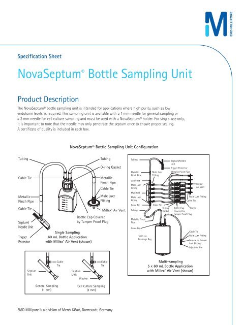 NovaSeptum® Bottle Sampling Unit - Millipore