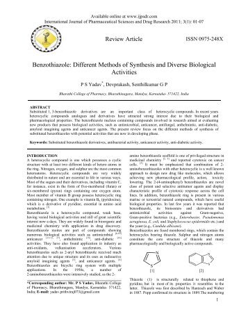 Benzothiazole: Different Methods of Synthesis and Diverse ...