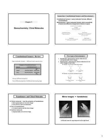 Stereochemistry: Chiral Molecules Constitutional Isomers - Review ...