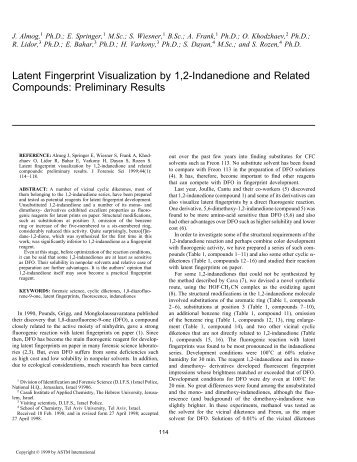 Latent fingerprint visualization by 1,2-Indanedione and ... - Library