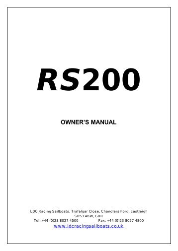 rs200 owner's manual - Rs Sailing