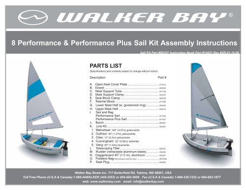 slachtoffers Lima Bank 8 Performance &amp; Performance Plus Sail Kit Assembly ... - Walker Bay