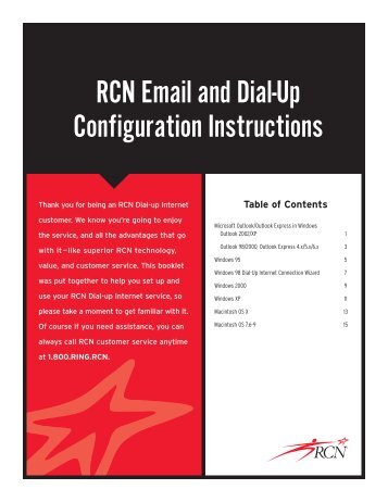 RCN Email and Dial-Up Configuration Instructions