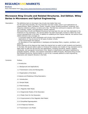 Microwave Ring Circuits and Related Structures. 2nd Edition. Wiley ...