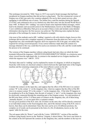 1 'RODDING' This technique (invented by 'Dilly ... - Bletchley Park