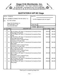 QUOTATION # API NC Gage - Ring & Plug Thread Gages