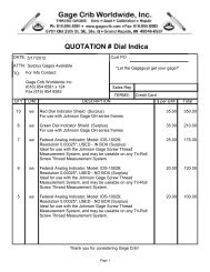 QUOTATION # Dial Indica - Ring & Plug Thread Gages