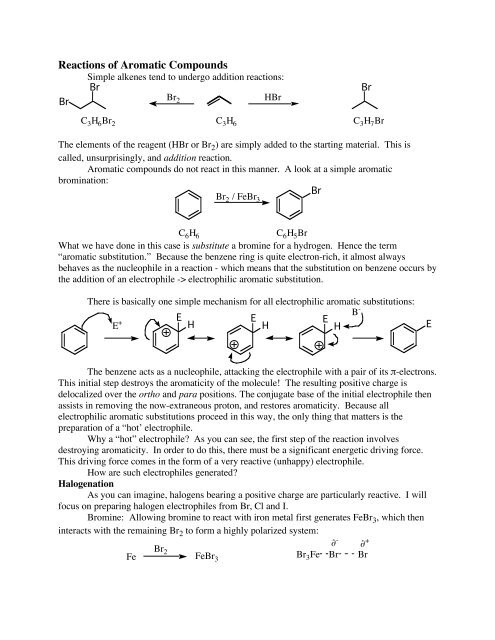 Reactions of Aromatic Compounds - Chemistry