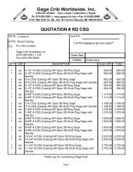 QUOTATION # RD CSG - Ring & Plug Thread Gages