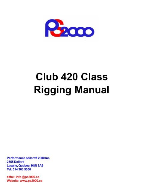 Club 4 Rigging Manual Performance Sailcraft